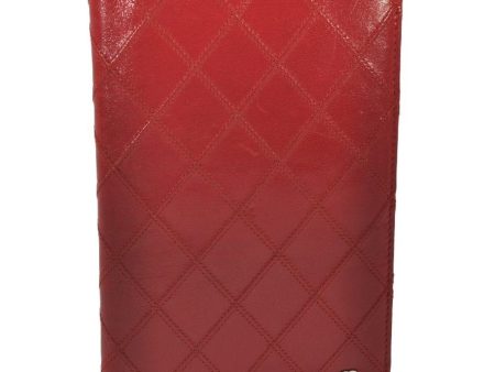 Authentic CHANEL Calf Skin Bicolore Vintage Long Wallet Purse Red CC 6023I For Discount