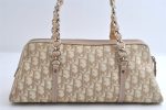 Authentic Christian Dior Trotter Romantic Hand Bag PVC Suede Leather Beige 6240I Discount