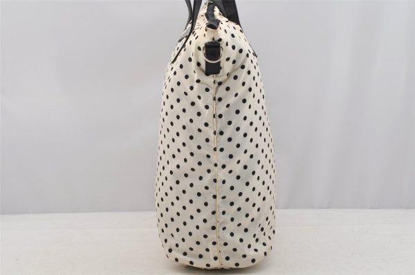 Authentic PRADA Dot Nylon Tessuto Saffiano Leather 2Way Tote Bag White 6606I Discount