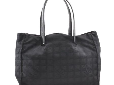 Authentic CHANEL New Travel Line Shoulder Tote Bag Nylon Leather Black 4762I Discount