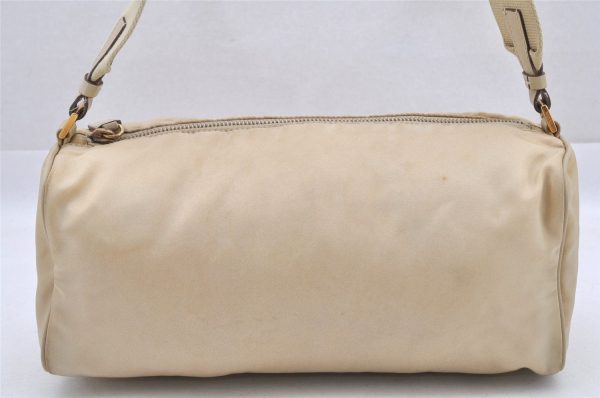 Authentic PRADA Nylon Tessuto Leather Shoulder Bag Purse BR0208 Beige 4002I For Cheap