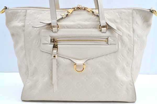 Auth Louis Vuitton Monogram Empreinte Lumineuse PM Tote Bag M93411 White K5498 Online Sale