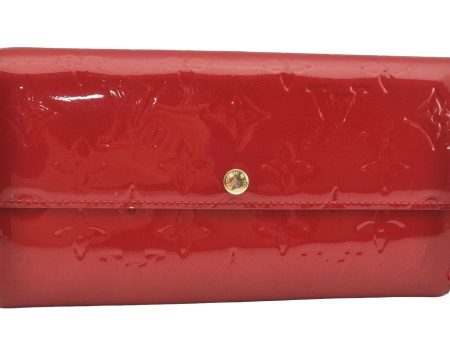 Authentic Louis Vuitton Vernis Portefeuille Sarah Wallet Red M93530 LV 4082I Sale