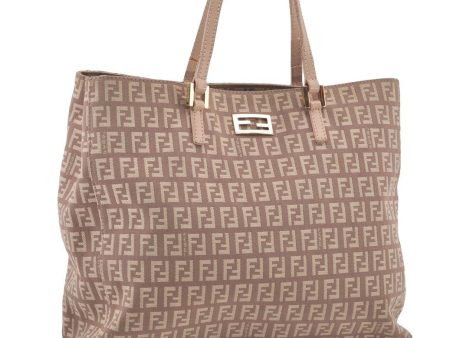 Authentic FENDI Vintage Zucchino Hand Bag Purse Canvas Leather Beige 4566I Sale