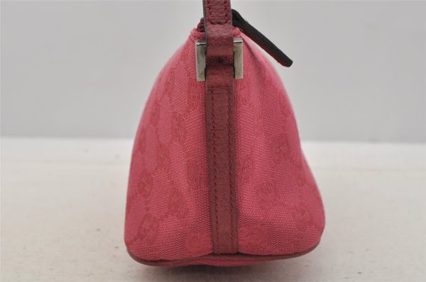 Authentic GUCCI Vintage Hand Bag Pouch Purse GG Canvas Leather 07198 Pink 6605I Online now