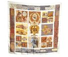 Authentic HERMES Carre 90 Scarf  PERSONA  Silk White K5736 Cheap