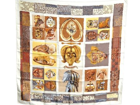 Authentic HERMES Carre 90 Scarf  PERSONA  Silk White K5736 Cheap