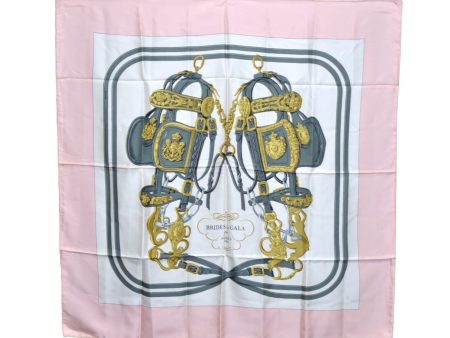 Authentic HERMES Carre 90 Scarf  BRIDES de GALA par  Silk Pink K5766 on Sale