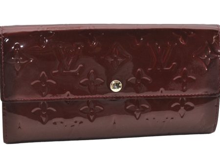 Authentic Louis Vuitton Vernis Portefeuille Sarah Wallet M93524 Wine Red 3943I Hot on Sale