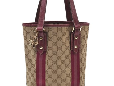 Authentic GUCCI Sherry Line Tote Bag GG Canvas Leather 162898 Beige 6656I Online Sale