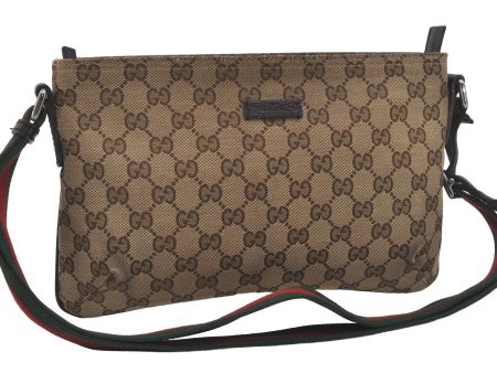 Auth GUCCI Web Sherry Line Shoulder Bag GG Canvas Leather 189749 Brown 6243I For Cheap