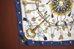 Authentic HERMES Carre 90 Scarf  LES CLES  Silk Navy K5764 Online Hot Sale