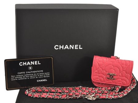 Authentic CHANEL Caviar Skin Camellia CC Logo Air Pods Case Purse Pink Box K5494 For Cheap