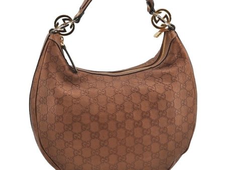 Authentic GUCCI Guccissima Twins Shoulder Hand Bag GG Leather 232962 Brown 6196I Supply