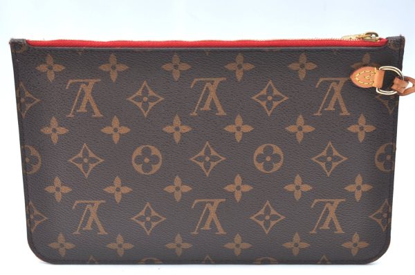 Authentic Louis Vuitton Monogram Neverfull Pouch Purse Clutch Bag Red LV K5865 Hot on Sale