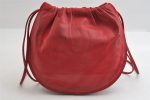 Authentic LOEWE Anagram Drawstring Shoulder Cross Body Bag Leather Red 5857I Online