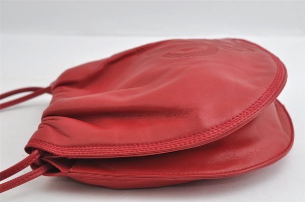 Authentic LOEWE Anagram Drawstring Shoulder Cross Body Bag Leather Red 5857I Online