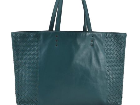 Authentic BOTTEGA VENETA Intrecciato Leather Shoulder Hand Tote Bag Blue 3309I Hot on Sale