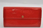 Auth Louis Vuitton Vernis Pochette Porte Monnaie Credit Wallet M91281 Red 2878I Hot on Sale