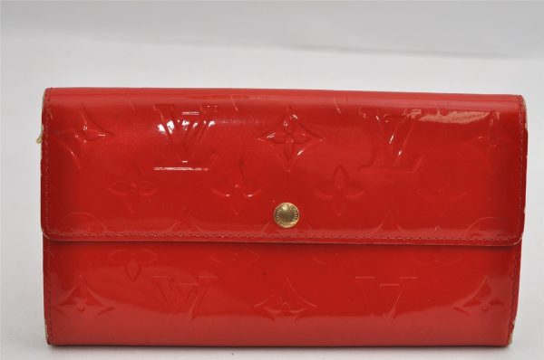 Auth Louis Vuitton Vernis Pochette Porte Monnaie Credit Wallet M91281 Red 2878I Hot on Sale