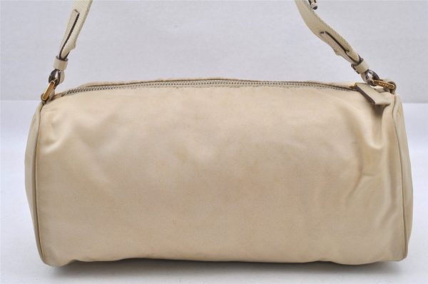 Authentic PRADA Nylon Tessuto Leather Shoulder Bag Purse BR0208 Beige 4002I For Cheap