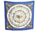 Authentic HERMES Carre 90 Scarf  LA PROMENADE DE LONGCHAMPS  Silk Blue K5803 on Sale