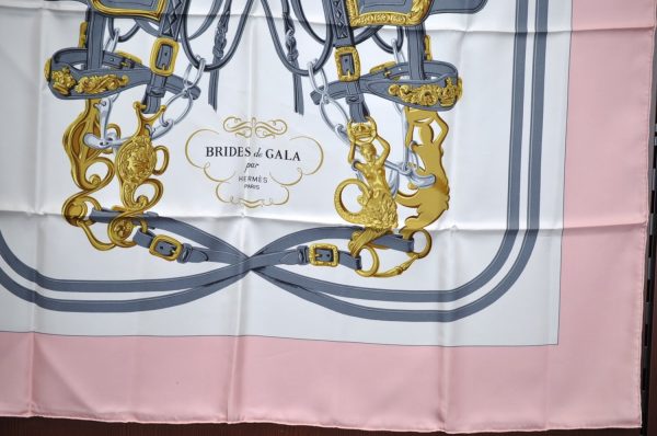 Authentic HERMES Carre 90 Scarf  BRIDES de GALA  Silk Pink K5864 Sale