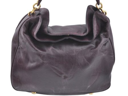 Authentic CELINE Vintage Hand Bag Purse Leather Purple 4541G For Cheap