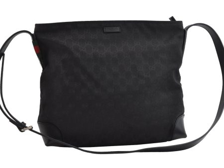 Auth GUCCI Web Sherry Line Shoulder Bag GG Canvas Leather 308930 Black 5729I Supply