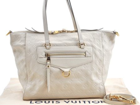 Auth Louis Vuitton Monogram Empreinte Lumineuse PM Tote Bag M93411 White K5498 Online Sale