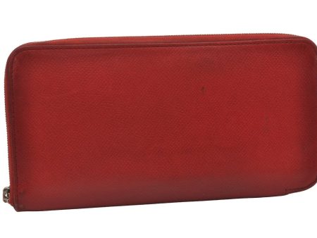 Authentic HERMES Azap Silk In Vintage Long Wallet Purse Leather Red Junk 3152I on Sale