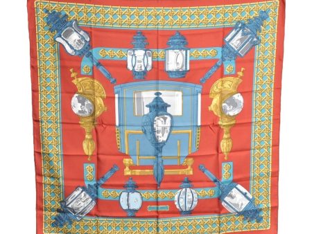 Authentic HERMES Carre 90 Scarf  Feux de Route  Silk Red K5805 on Sale