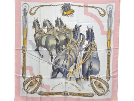 Authentic HERMES Carre 90 Scarf  attelage en Arbalete  Silk Pink K5801 Fashion