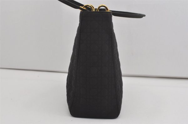 Authentic Christian Dior Lady Dior Cannage Nylon Hand Bag Black CD Junk 6231I Online Hot Sale