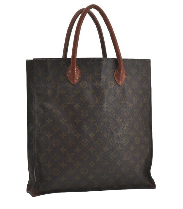 Authentic Louis Vuitton Monogram Sac Plat Hand Tote Bag M51140 LV 6143I Online now