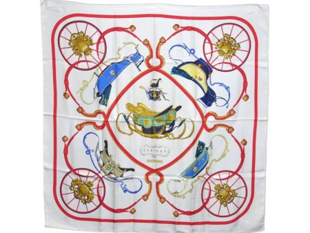 Authentic HERMES Carre 90 Scarf  SPRINGS  Silk White K5208 Online Hot Sale