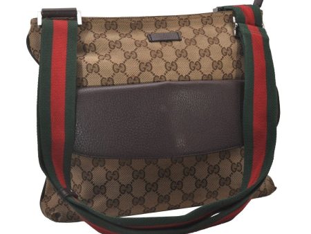 Auth GUCCI Web Sherry Line Shoulder Bag GG Canvas Leather 256100 Brown 5459I Cheap