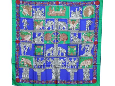 Authentic HERMES Carre 90 Scarf  TORANA  Silk Blue K5246 Online Hot Sale