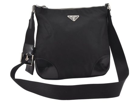 Authentic PRADA Nylon Tessuto Leather Shoulder Cross Body Bag Purse Black 6660I Online Sale