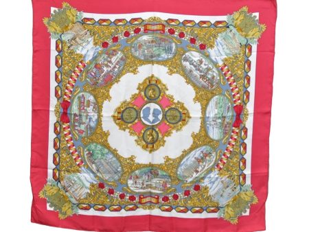 Authentic HERMES Carre 90 Scarf  L ENTENTE CORDIALE  Silk Red K5809 Supply