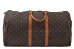 Authentic Louis Vuitton Monogram Keepall 55 Travel Boston Bag M41424 LV 6213I For Sale