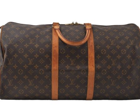 Authentic Louis Vuitton Monogram Keepall 55 Travel Boston Bag M41424 LV 6213I For Sale