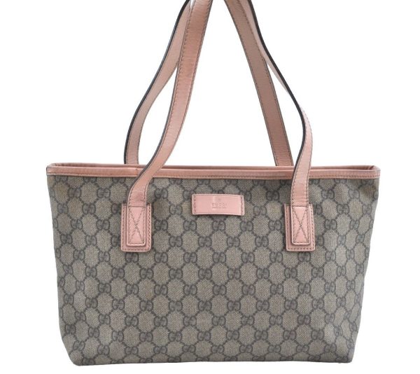 Authentic GUCCI Shoulder Hand Tote Bag Purse GG PVC Leather 211138 Brown 0411G Supply