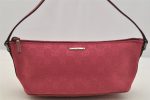 Authentic GUCCI Vintage Hand Bag Pouch Purse GG Canvas Leather 07198 Pink 6605I Online now