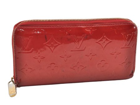 Authentic Louis Vuitton Vernis Zippy Wallet Long Purse Red M91981 LV 4097I Hot on Sale