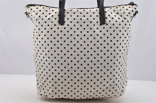 Authentic PRADA Dot Nylon Tessuto Saffiano Leather 2Way Tote Bag White 6606I Discount