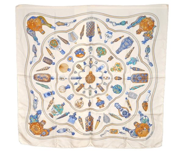 Authentic HERMES Carre 90 Scarf  Qu  importe le flacon...  Silk White 5191I Hot on Sale