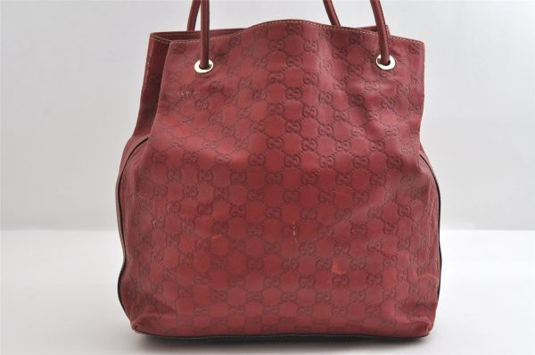 Authentic GUCCI Guccissima Shoulder Tote Bag GG Leather 257275 Red 6201I Supply