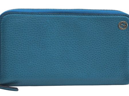 Authentic GUCCI Vintage Long Wallet Purse Leather 449347 Blue K5525 Online Hot Sale