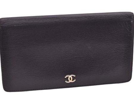 Authentic CHANEL Calf Skin CoCo Mark Long Bifold Wallet Purse Purple 2607I Fashion